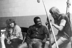 "Duck" Dunn, Freddie King and Leon Russell at a Shelter recording session, courtesy of Steve Todoroff