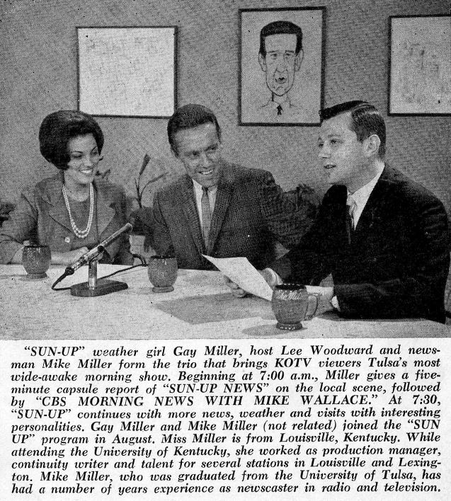 Gay Miller, Lee Woodward and Mike Miller on KOTV's 'Sun Up' program in the early 1960s