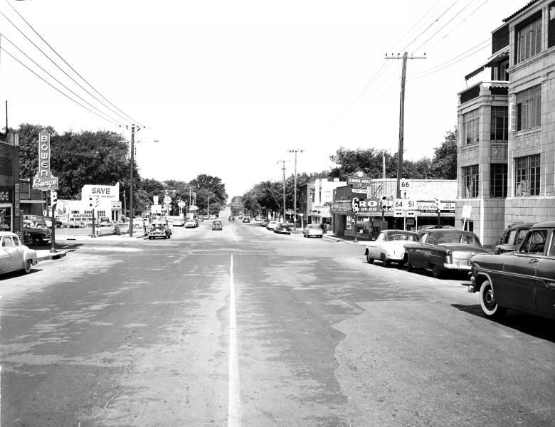Looking west across 11th St./Route 66 from Denver. Courtesy of the Beryl 	  Ford Collection/Rotary Club of Tulsa