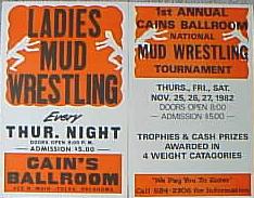 Ladies' mud wrestling at the Cains poster