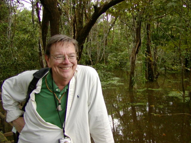 Jim Hartz in the Amazonian rainforest, 2002