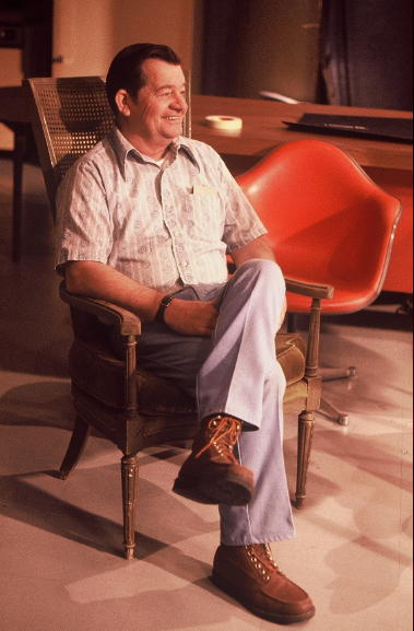 Buddy Allison in the 'finger' chair, from a scan of a 1977 slide taken by Mike Bruchas