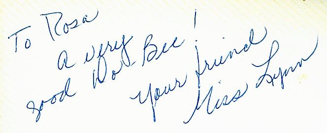 Miss Lynn's autograph