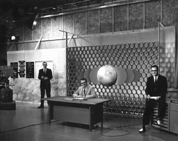 Early news set with Bill Blair, George Martin, and Len Morton and ?