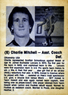 Charlie Mitchell - soccer player and restauranteur (card courtesy of Bill Groves)