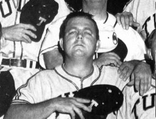 Mack Creager at Radio/TV night, Oiler Park, mid-50s, courtesy of Bill Hyden