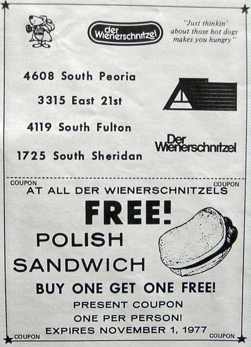 1977 Der Wienerschnitzel coupon