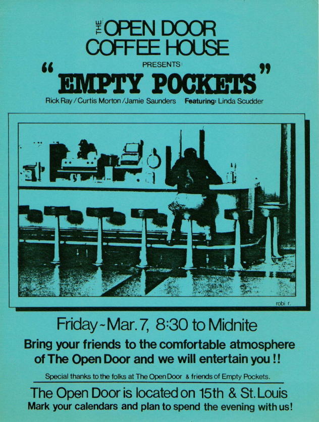 Open Door flyer, courtesy of Rickey Ray. robi r. was the cigarette girl.