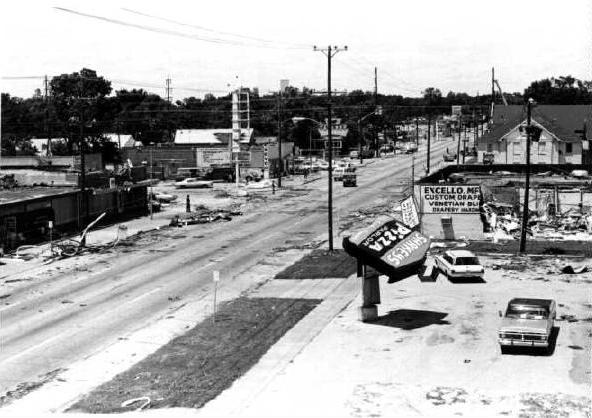 View of Brookside from Channel 2 after the 1974 tornado